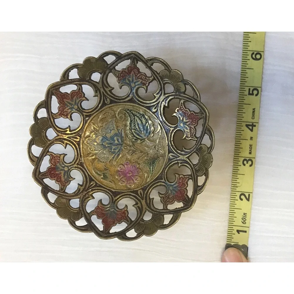 Antique Champleve on‎ Brass Filigree Bowl undated